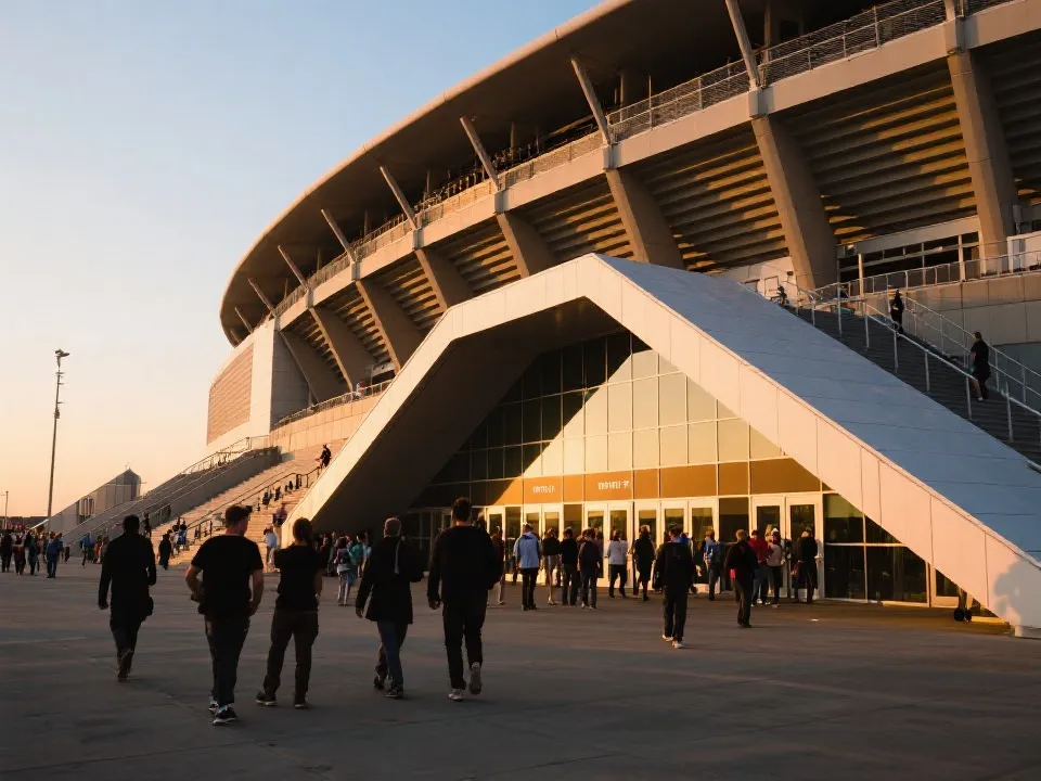 球迷进入体育场的观赛场景示意图