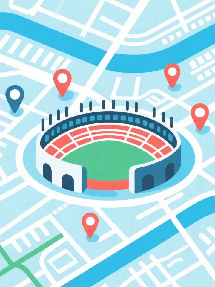 城市交通与场馆定位示意图