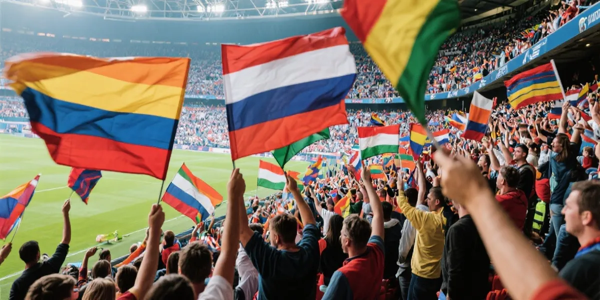 比赛看台旗帜氛围图